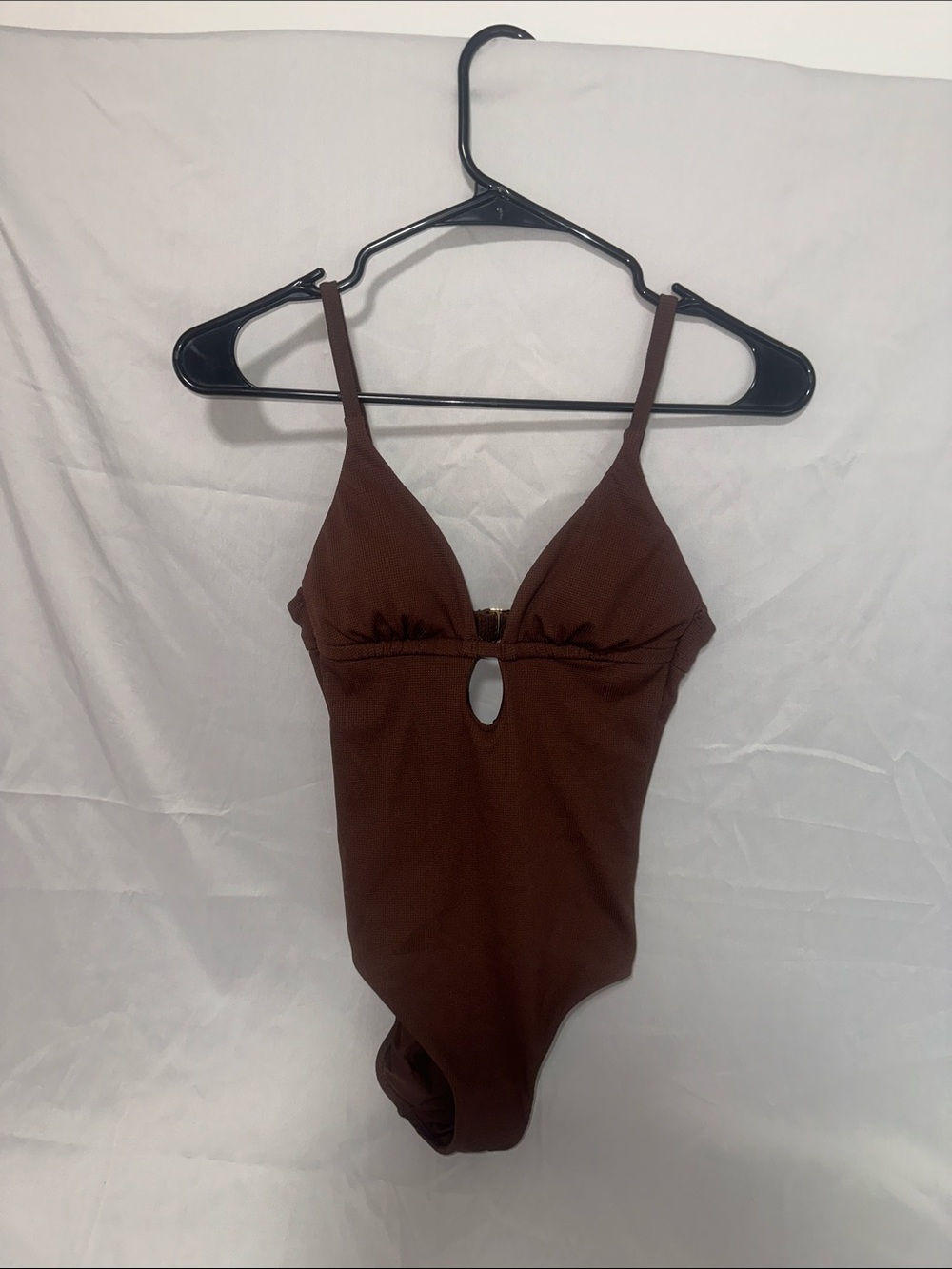Shade & Shore Brown One-Piece Swimsuit with Front Keyhole